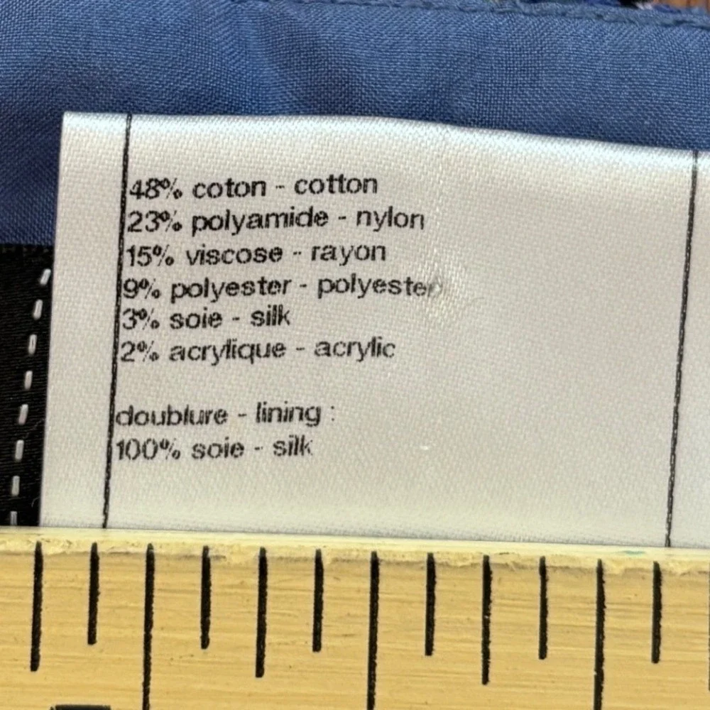 Chanel 09P Blue Multi Tweed Pencil Skirt Silk Lined FR 44 or US 12 - Picture 8 of 11